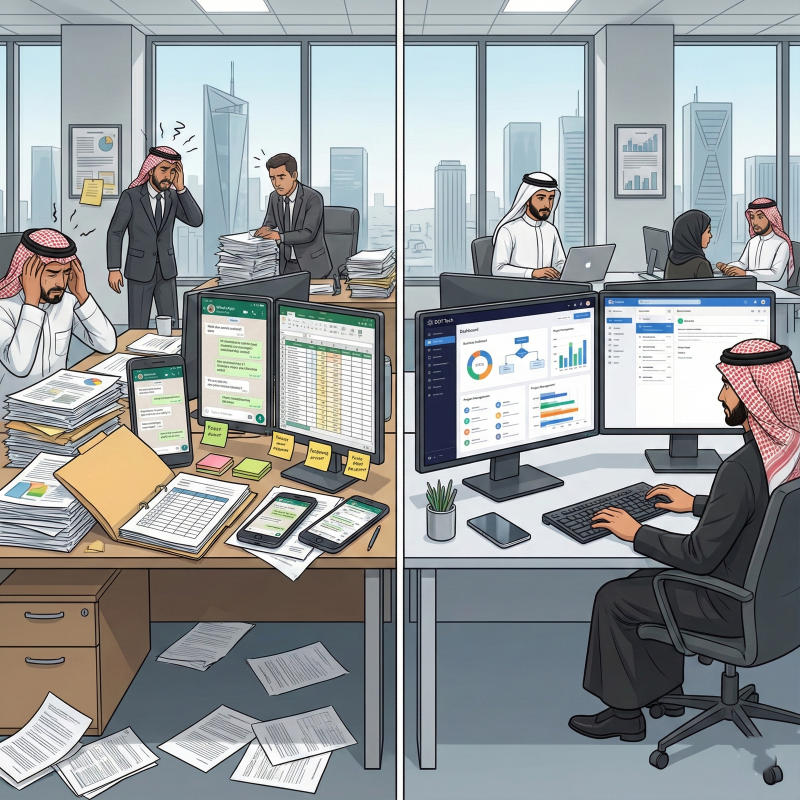 Digital systems for businesses in Jordan by Dot Tech helping teams move from manual chaos to organized operations