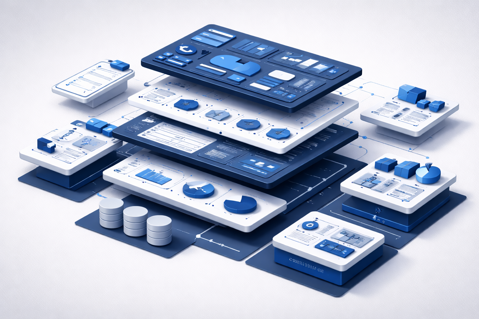 UI/UX design for business systems showing workflow-based enterprise interface structure