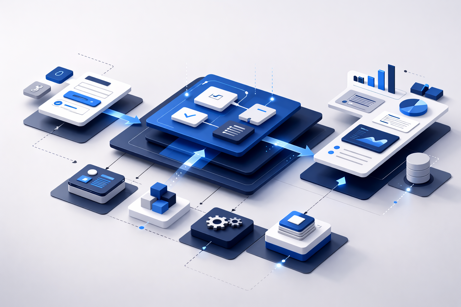 UI/UX design for business systems optimization framework visualization